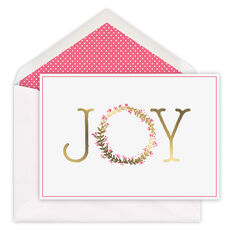 Foil Joy Wreath Folded Holiday Cards