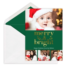 Colorful Merry & Bright Foil Photo Cards