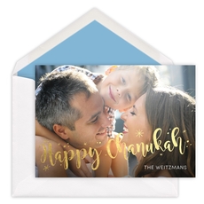 Happy Chanukah Starburst Foil Holiday Photo Cards