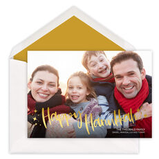 Happy Hanukkah Stars Foil Holiday Photo Cards