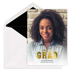 Foil Grad Outline Graduation Photo Announcements