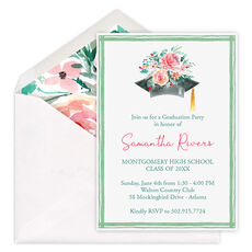 Floral Graduation Cap Invitations