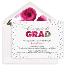 Floral Foil Confetti Graduation Invitations