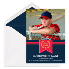 Foil Laurel Wreath Photo Graduation Announcements