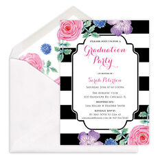 Vintage Flower Graduation Invitations