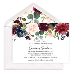 Burgundy Floral Topper Invitations