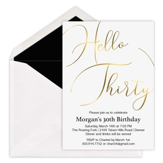 Foil Script Hello Birthday Invitations