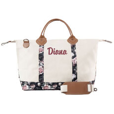 Personalized Vintage Rose Print Weekender