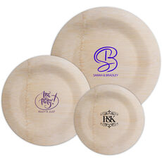 Custom Round Bamboo Plates with Your 1-Color Logo