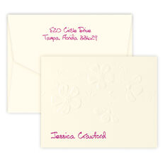 Triple Thick Embossed Deco Orchid Folded Note Cards - Raised Ink