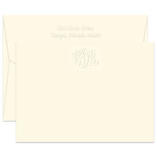 Triple Thick Classic Monogram Flat Note Cards - Embossed