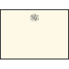Triple Thick Classic Monogram Border Flat Note Cards - Raised Ink