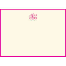 Triple Thick Classic Monogram Border Flat Note Cards - Raised Ink