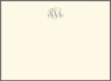 Triple Thick Classic Monogram Border Flat Note Cards - Raised Ink