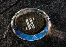 Deep Etched Monogrammed Crystal Kaleidoscope Paperweight