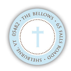 Blue We Are Blessed Address Sticker