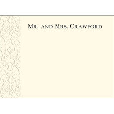 Triple Thick Embossed Damask Flat Note Cards - Raised Ink