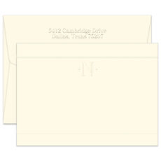 Triple Thick One Initial Flat Note Cards - Embossed