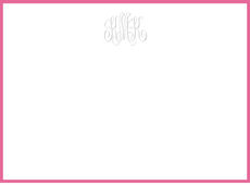 Triple Thick Monogram Bordered Flat Note Cards - Embossed