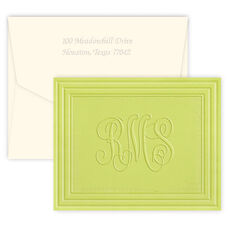 Citrus Classic Monogram Frame Folded Note Cards - Embossed
