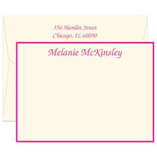 Triple Thick Border Flat Note Cards in Your Color Choice - Raised Ink