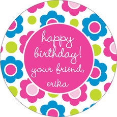 Retro Flower Round Stickers