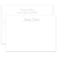 Triple Thick Script Flat Note Cards - Embossed