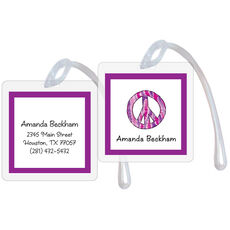 Purple Peace Out ID Bag Tags