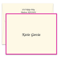 Bordered Folded Note Cards in Color of Your Choice - Raised Ink