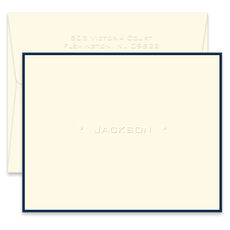 One Line Folded Border Note Cards - Embossed