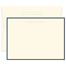 Triple Thick Bordered Embossed One Line Flat Note Cards - Embossed