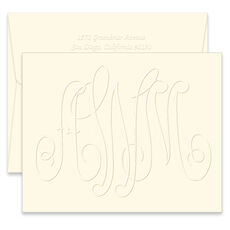 Large Monogram Folded Note Cards - Embossed