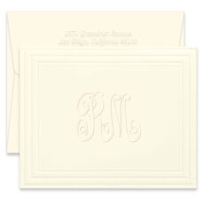 Duet Initials Folded Note Cards - Embossed