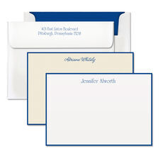 Custom Premium Stationery Flat Note Cards 5 12 x 4 14 Myriad Border White  Box Of 25 Cards - Office Depot