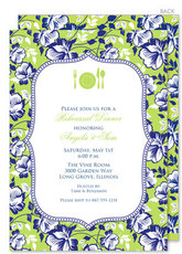 Blue Floral on Green Invitations