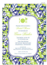 Blue Floral on Green Invitations