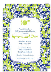 Blue Floral on Green Invitations
