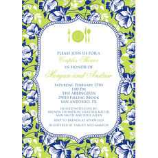 Blue Floral on Green Invitations