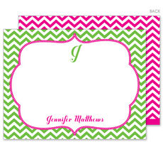 Green Chevron Flat Note Cards