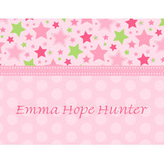Pink Stars Folded Note Cards