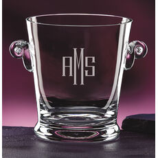 Deep Etched Monogrammed Champagne Crystal Ice Bucket