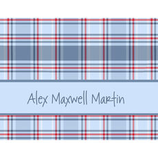 Blue Plaid Folded Note Cards