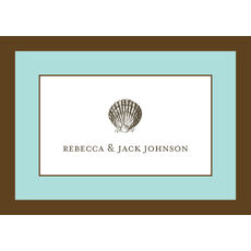 Chocolate and Blue Border Seashell Enclosure Cards