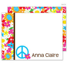 Floral Peace Sign Flat Note Cards