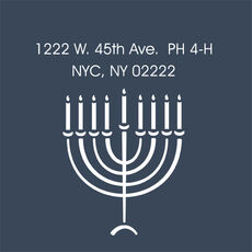 Menorah Blue Square Address Labels