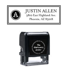 Circle Initial with Address Rectangular Self-Inking Stamp
