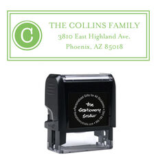 Circle Initial with Address Rectangular Self-Inking Stamp
