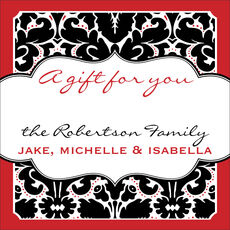 Black Damask Holiday Gift Sticker