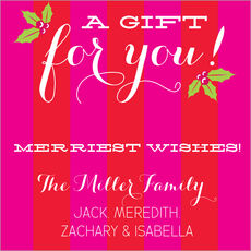 Hot Pink Broad Stripes Holiday Gift Stickers