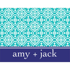 Turquoise and Navy Folded Note Cards
